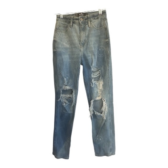 Hollister Denim - Hollister Distressed High Rise Light Blue Denim Mom Jeans Size 23